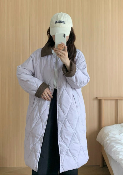 燈芯領長款羽絨服