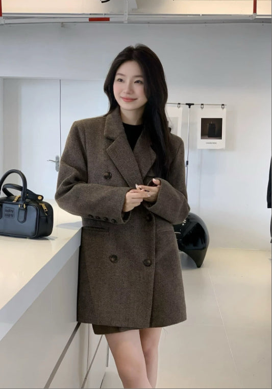 深棕羊毛西裝