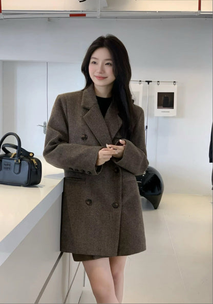 深棕羊毛西裝