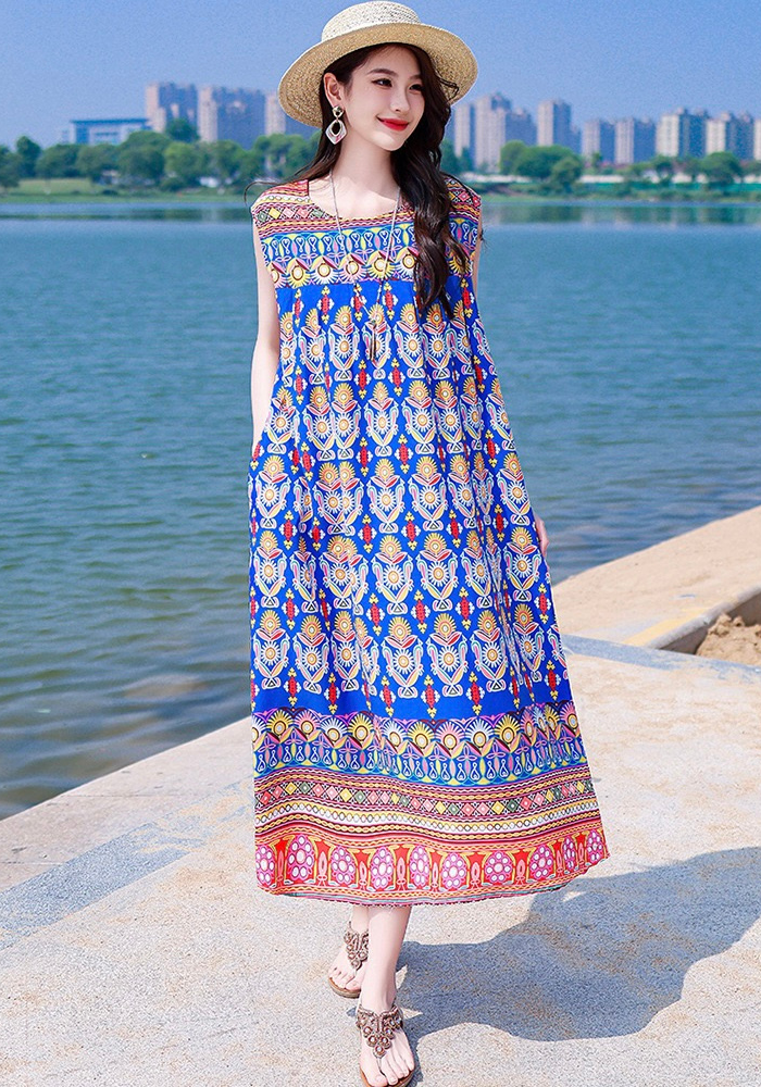 [High-end cotton silk beach skirt]