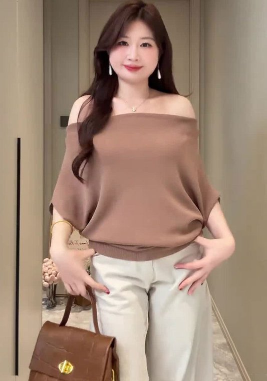 啡色寬鬆針織衫