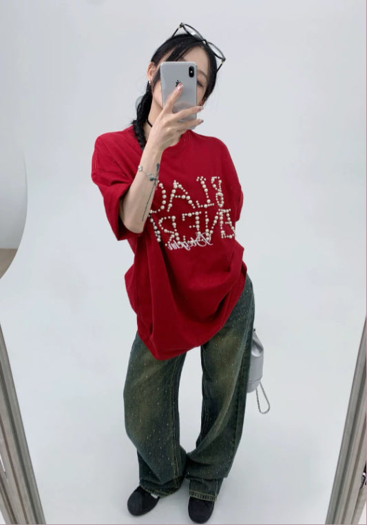 珍珠英文T恤