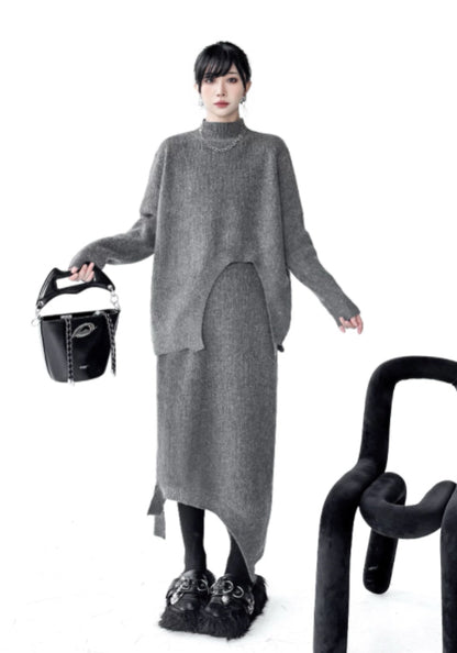 Grey sweater dress set