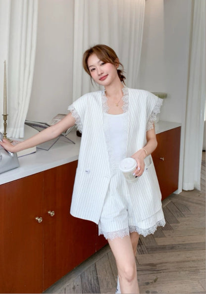 蕾絲條紋西服套裝