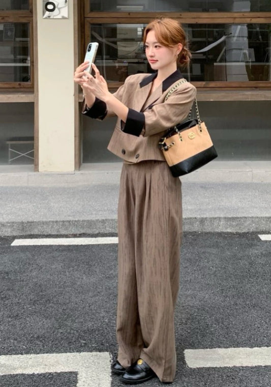 老錢風棕色套裝
