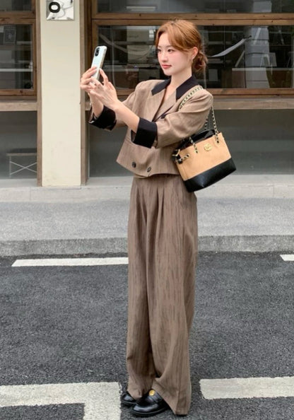 老錢風棕色套裝