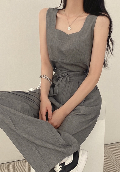 [Korean style square collar short vest suit]