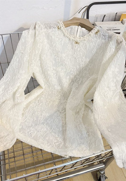 蕾絲珍珠襯衫