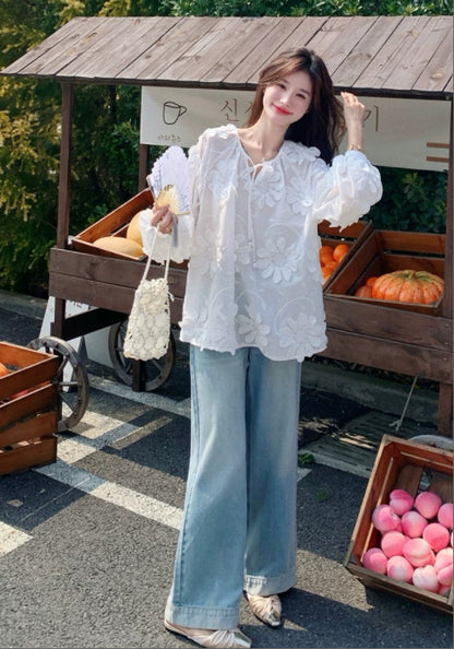 立體花襯衫