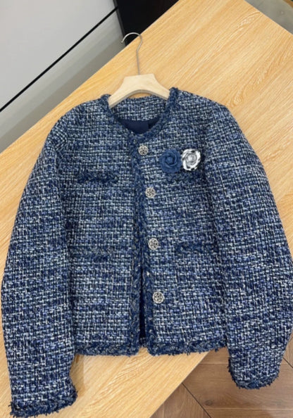 高級藍小香風外套