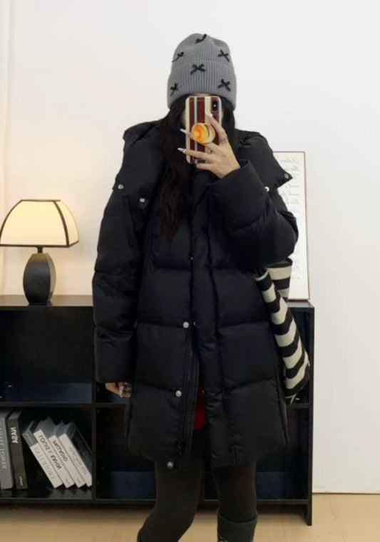 中長款連帽羽絨服