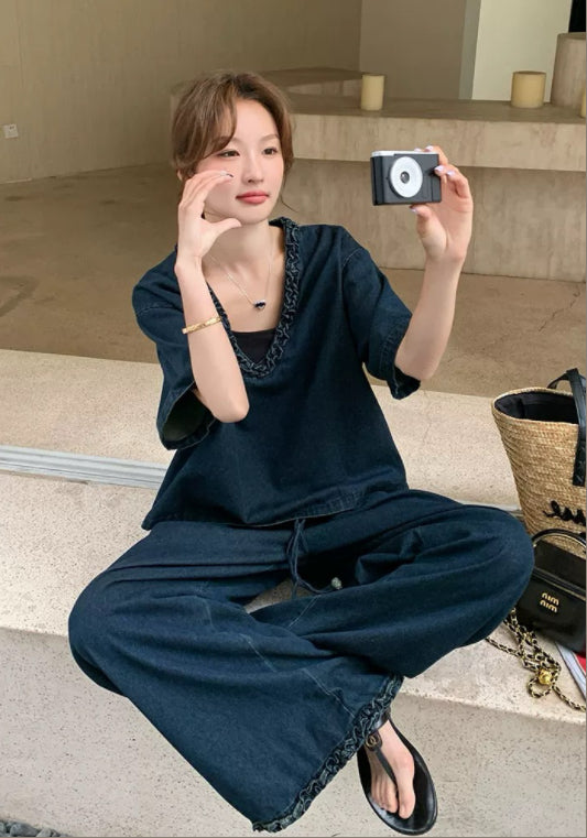 深藍休閒套裝