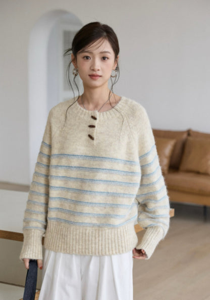藍條紋毛衣
