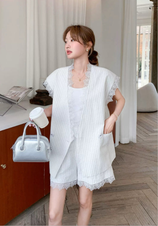 蕾絲條紋西服套裝