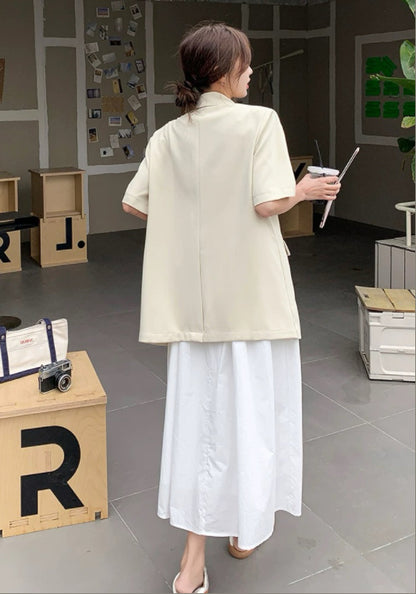 米白短西裝外套