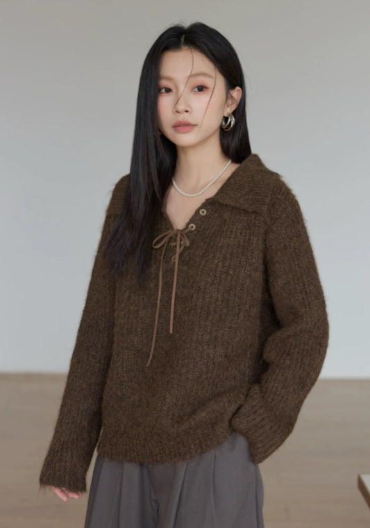 綁帶針織衫