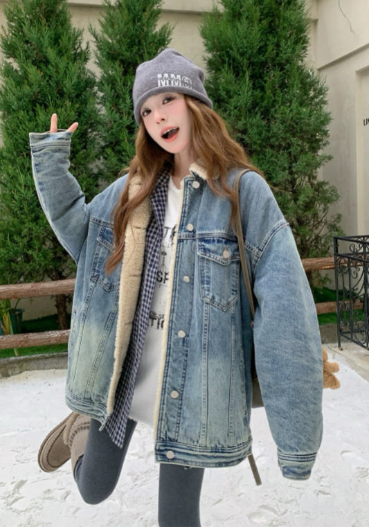 牛仔羊羔毛外套