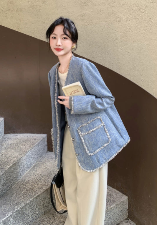 藍色小香風外套