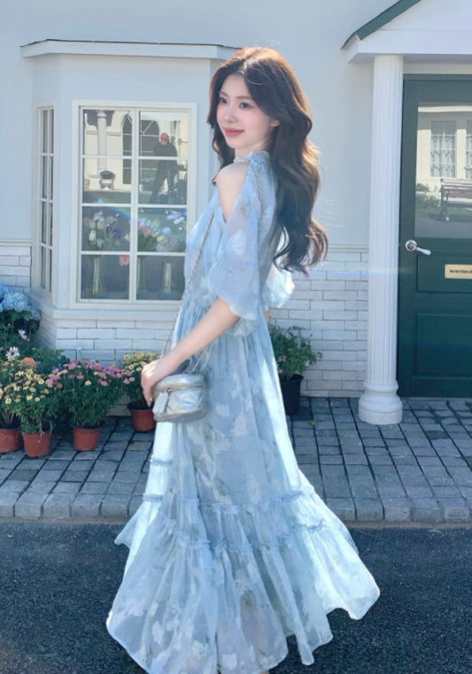 藍色碎花裙