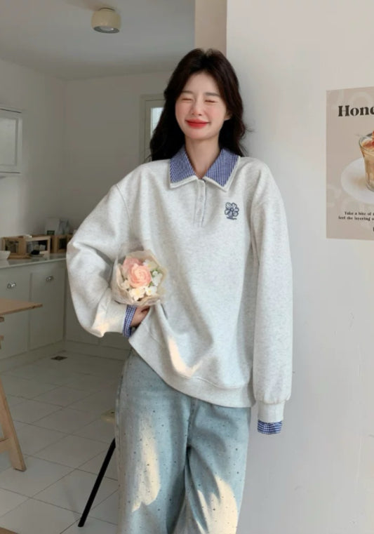 格仔翻領衛衣
