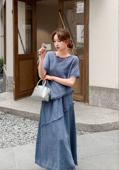 藍色小香風套裝