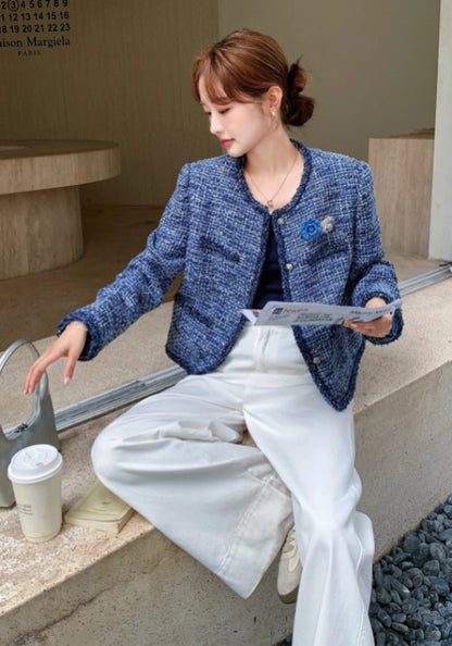 高級藍小香風外套