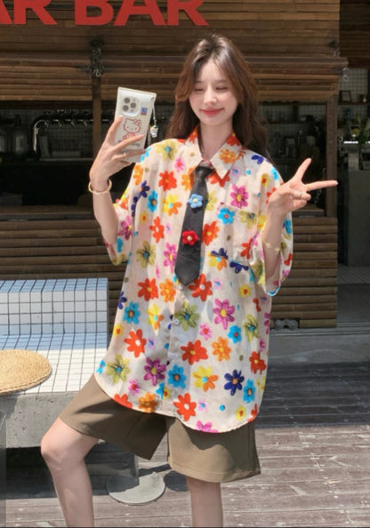 彩色花襯衫