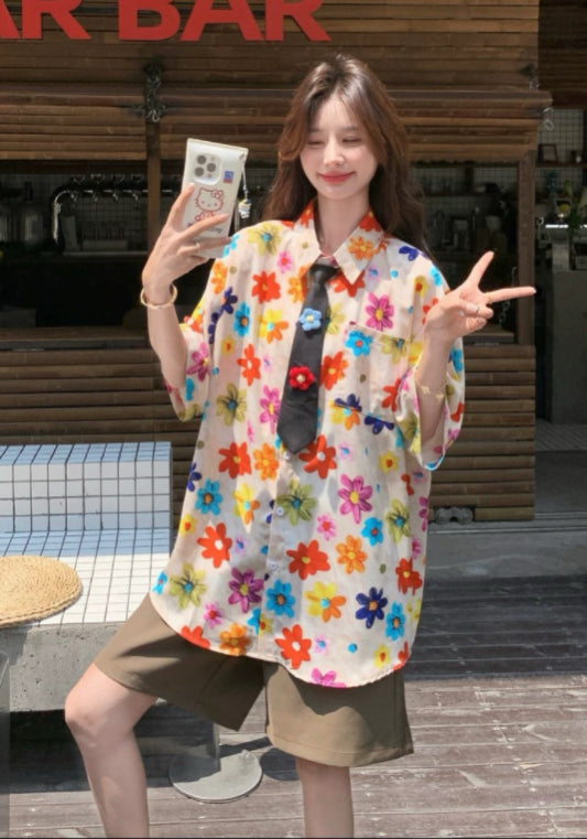 彩色花襯衫