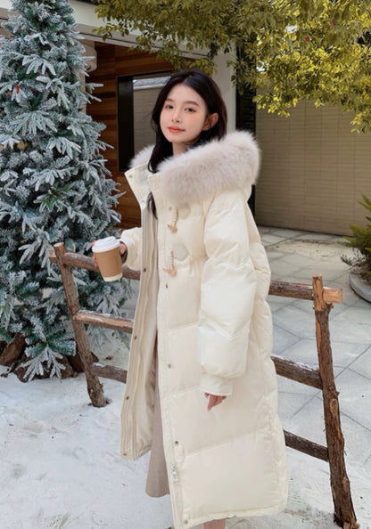 毛絨牛角扣羽絨服