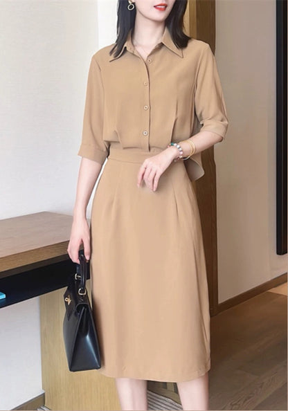 假兩件冰絲裙