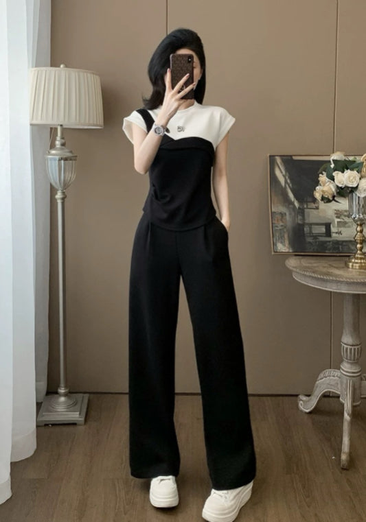 黑白撞色套裝