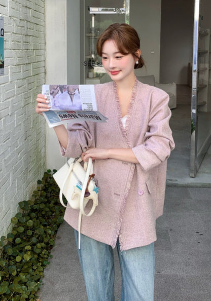 粉色小香風外套
