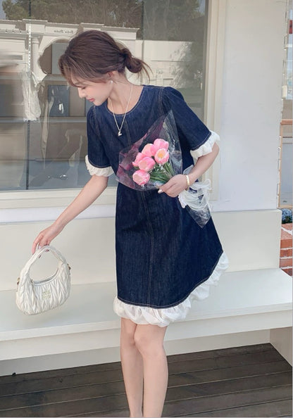 牛仔花邊裙