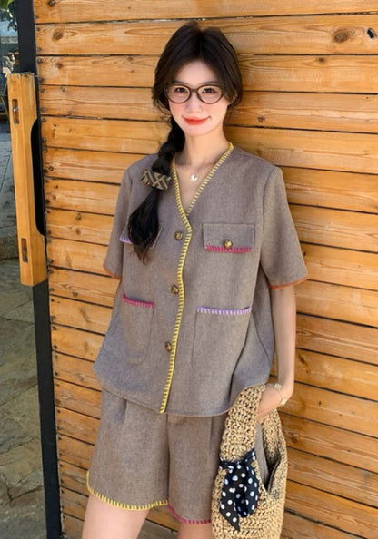 高級灰小香風套裝