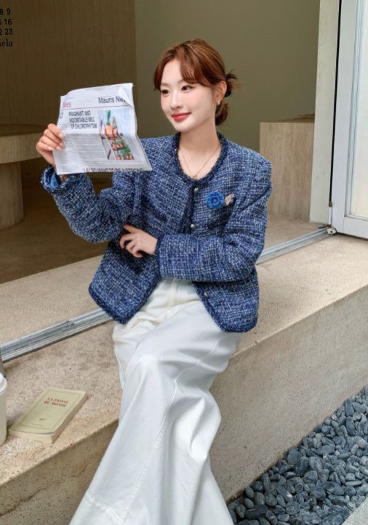 高級藍小香風外套