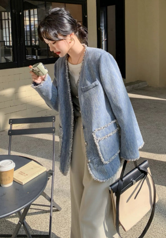 藍色小香風外套