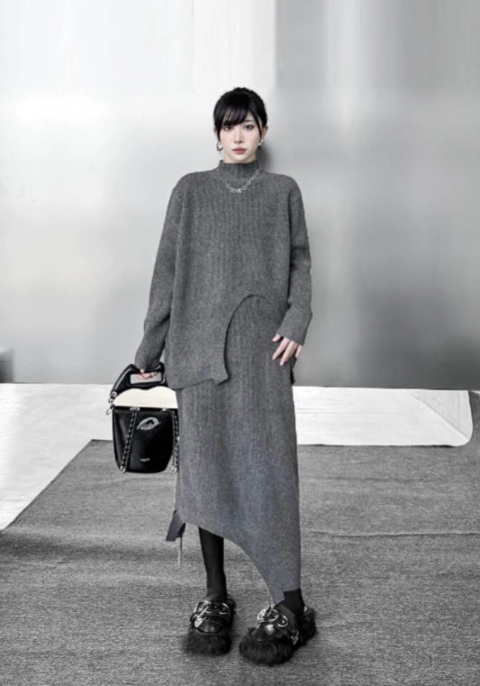 Grey sweater dress set