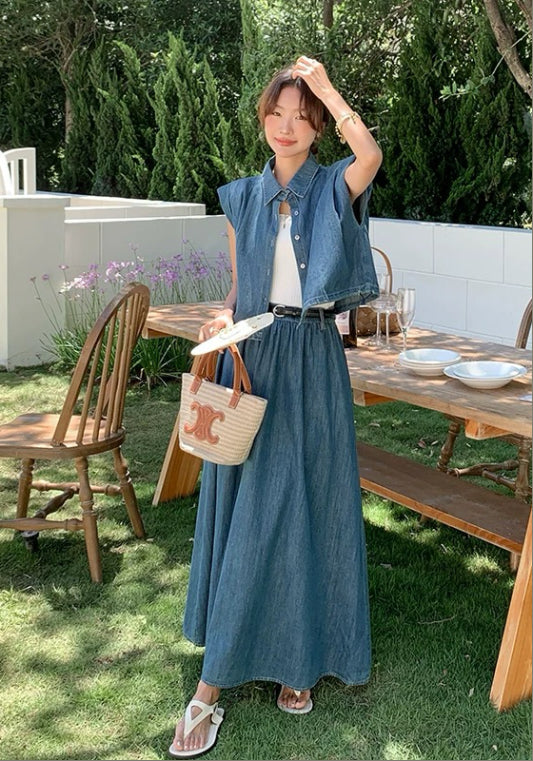 無袖牛仔套裝
