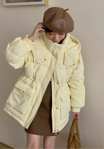 連帽收腰羽絨服