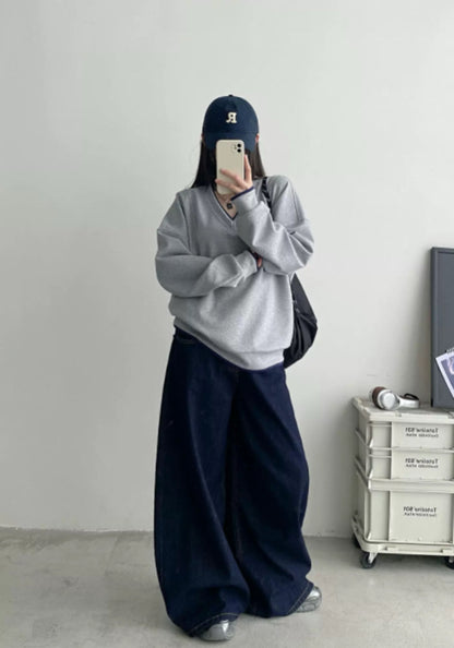 V領撞邊慵懶衛衣