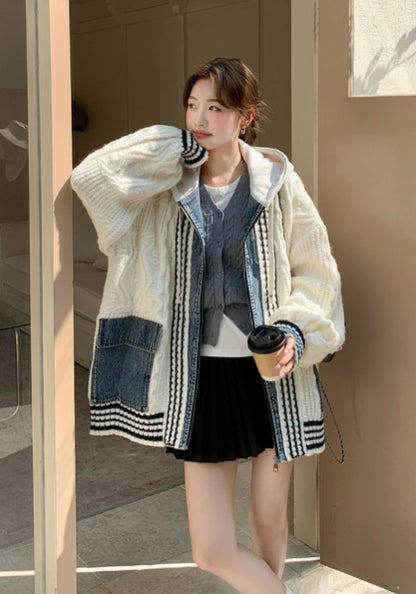 連帽牛仔針織開衫