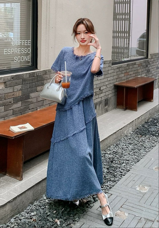 藍色小香風套裝