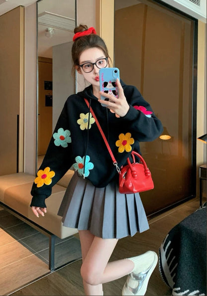 彩色花連帽衛衣