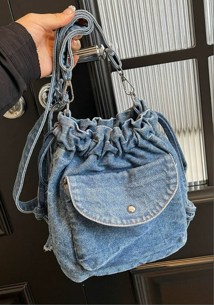 牛仔水桶包
