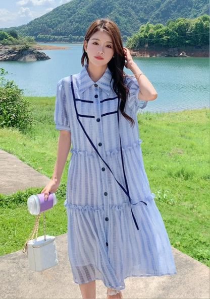藍色條紋裙