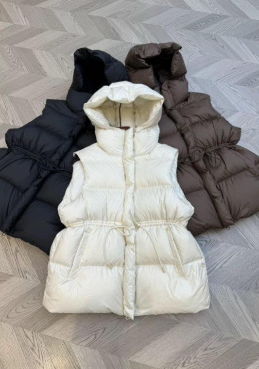 連帽收腰羽絨服