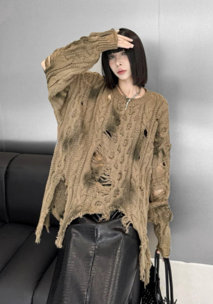 破洞針織毛衣
