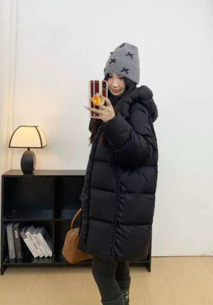 中長款連帽羽絨服