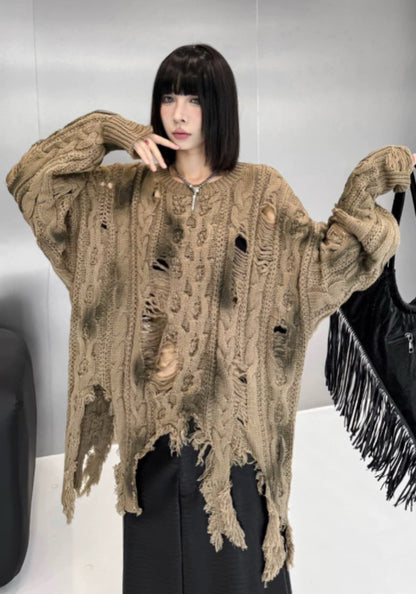 破洞針織毛衣