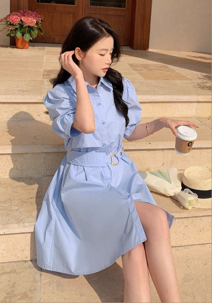 藍色襯衫裙